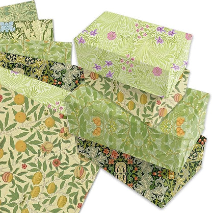12 Sheets William Morris Wrapping Paper William Morris Gift Wrap Paper Vintage Floral Gift Wrapping Papers Green Vines and Flowers Art Papers for DIY Crafts Birthday Gift Packing Favors, 20x27 Inch
