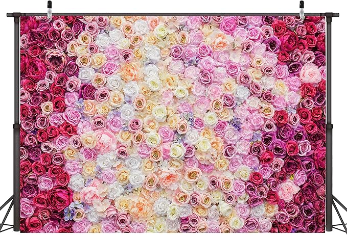 Rose Flower Wall Backdrop 6X4 ft Large Floral Photography Background for Indoor Outdoor Wedding Party Bridal Shower Baby Shower Engagement Shoot Photo Booth Decoration
