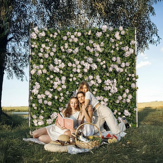 Artificial Luxury‌ Flower Wall Panels, Gorgeous 3D Silk Floral Backdrop for Wedding, Baby Show, Party and Home Decor, Quick Assembly/Storage, Eco ＆ Pet Friendly, 2 pcs, Each Panel 2 * 8 ft.