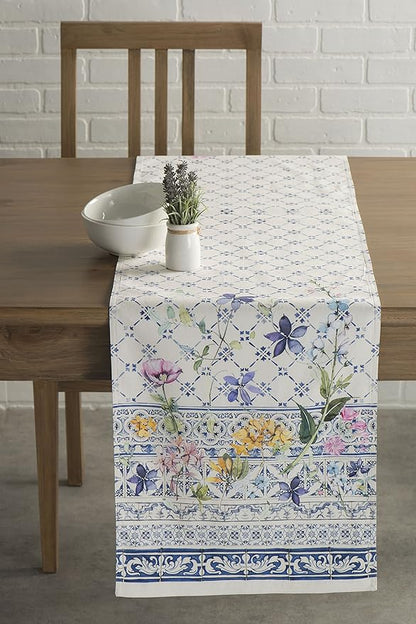 Maison d' Hermine Table Runner 100% Cotton Double Layer Table Runners 72 inches Long Decorative for Home Kitchen Dining Party Baby Shower Wedding Bridal Shower Spring Summer (Faience, 14.50" x 72")