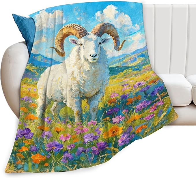 Goat Blanket Goat Throw Blanket Animal Soft Cozy Fleece Fuzzy Stuffed Plush Flannel Gifts for Girls Women Boys Kids Adults 50"X60"
