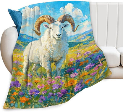 Goat Blanket Goat Throw Blanket Animal Soft Cozy Fleece Fuzzy Stuffed Plush Flannel Gifts for Girls Women Boys Kids Adults 50"X60"
