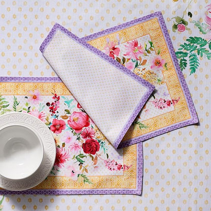 Maison d' Hermine Placemat 100% Combed Cotton Premium Cloth Placemats 13"x19" Decorative Washable Place Mats for Home, Kitchen, Dining, Cocktail Parties & Camping - Summer Joy (Set of 4)