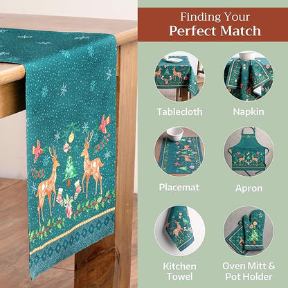 Maison d' Hermine Table Runner 100% Cotton Single Layer Table Runners 108 inches Long for Thanksgiving Christmas Decorations Home Kitchen Dining Party Wedding (Hygge Christmas, 14.5" x 108")