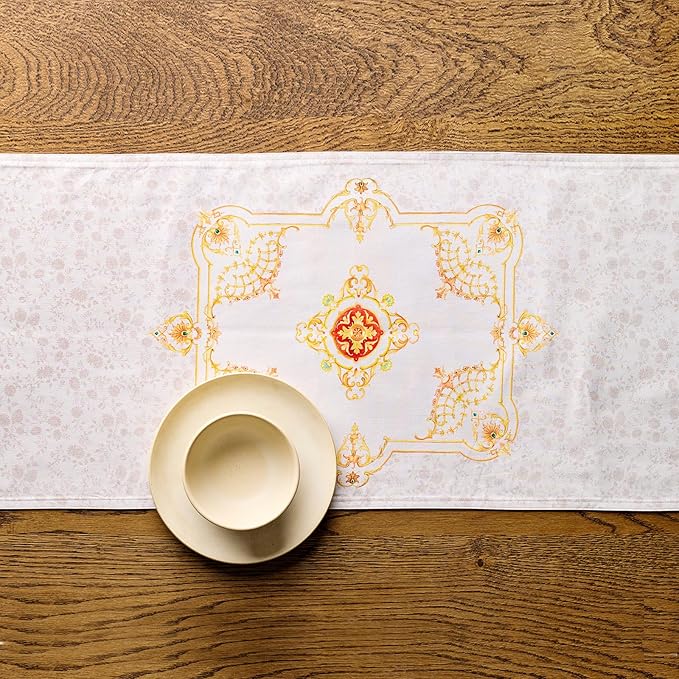 Maison d' Hermine Table Runner 100% Combed Cotton Premium 14.50 Inch x 108 Inch Decorative Runner Table Runners, Dining, Kitchen, Parties & Camping, Pastries (Double Layer)
