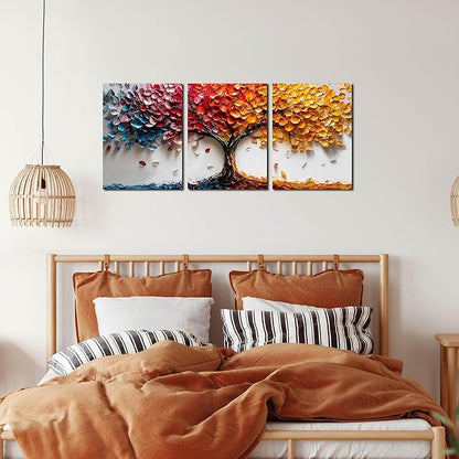 Tree Canvas Wall Art for Living Room - Colorful Wall Decor for Bedroom Teen Girl - Modern 3 Piece Wall Art for Office Size 12" x 16"