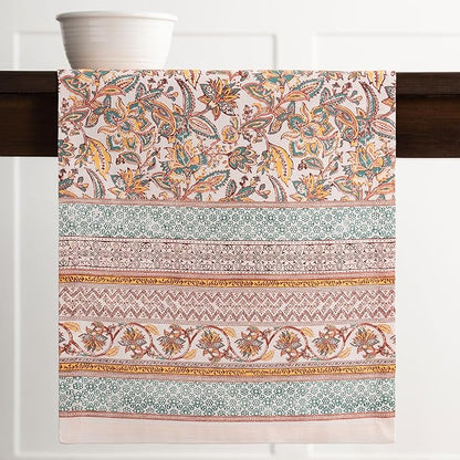 Maison d' Hermine Table Runner 100% Cotton Single Layer Table Runners 72 inches Long for Thanksgiving Christmas Decorations Home Kitchen Dining Party Wedding (Nila, 14.5" x 72")