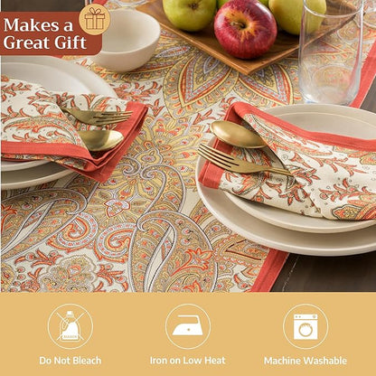 Maison d' Hermine Table Runner 100% Cotton Single Layer Table Runners 48 inches Long for Thanksgiving Christmas Decorations Home Kitchen Dining Party Wedding (Kashmir Paisley, 14.5" x 48")