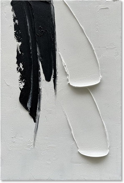 Epicler art Hand-painted Black and white Abstract wall Decoration Oil painting Minimalist art 36x24 inches
