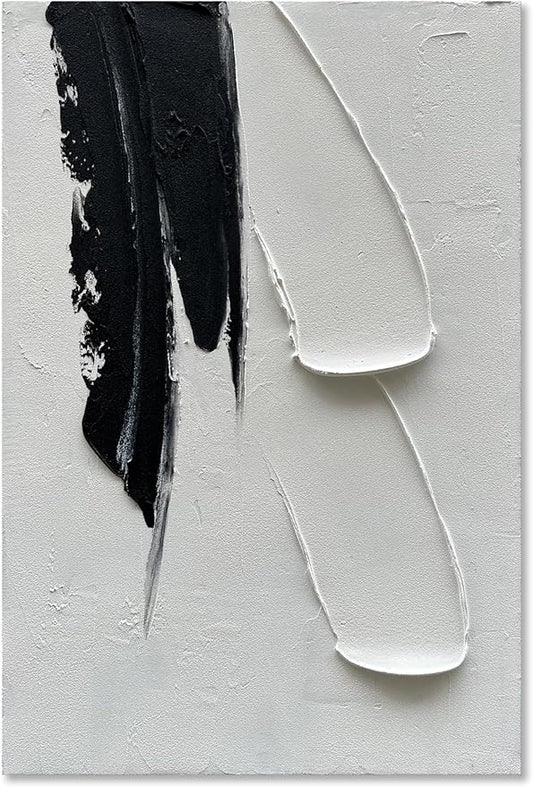 Epicler art Hand-painted Black and white Abstract wall Decoration Oil painting Minimalist art 36x24 inches