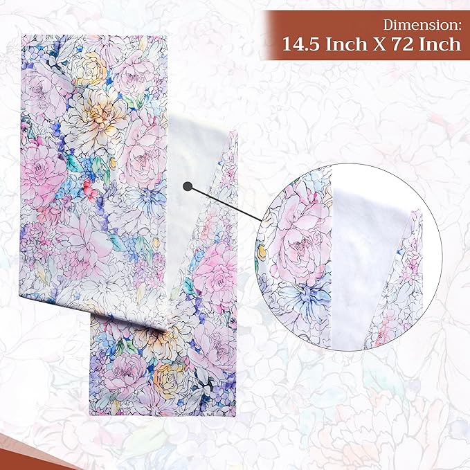 Maison d' Hermine Table Runner 100% Cotton Single Layer Table Runners 72 inches Long Decorative for Kitchen Dining Party Baby Shower Wedding Bridal Shower Spring Summer (Floral Love, 14.50" x 72")