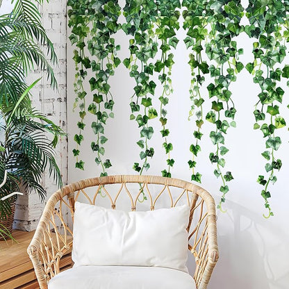 Green Plants Leaves Wall Decals Hanging Vine Wall Stickers Fresh Green Leaf Wall Art Removable Nature Botanical Vine Branches Leaves Murals for Kids Bedroom TV Background Home Decor 91