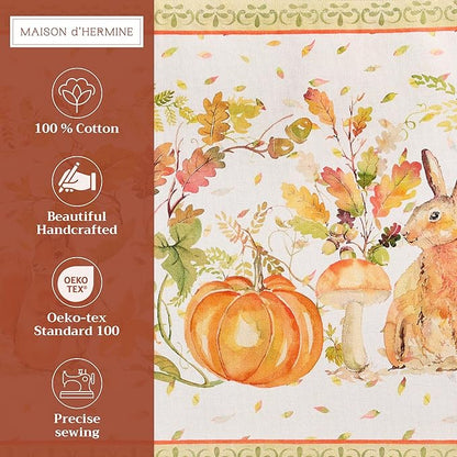 Maison d' Hermine Placemats Set of 4 100% Cotton Washable Cloth Place Mats, Reusable Table Mats for Thanksgiving Christmas Decorations Kitchen Dining Party Wedding (Pumpkin Passion, 13" x 19")