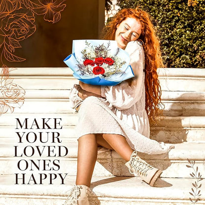GLAMOUR BOUTIQUE Preserved Flowers Bouquet - Flowers Forever in a Box with Hydrangeas & More, Gift Ready for Anniversary, Birthday, Mother's Day, Long-Lasting 1-3 Years - Orange