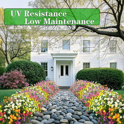 Outdoor Artificial Flowers UV Resistant & Fade Proof, 12 Pack Realistic Fake Flowers for Garden, Patio, Lawn Decor - Weatherproof Plastic Plants (Rose Red)