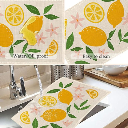 Tropical Fruit Placemats Set of 6, Boho Colorful Table Mats, Washable Heat Resistant 12×18 Inch Place Mats for Kitchen Dining Fun Decor