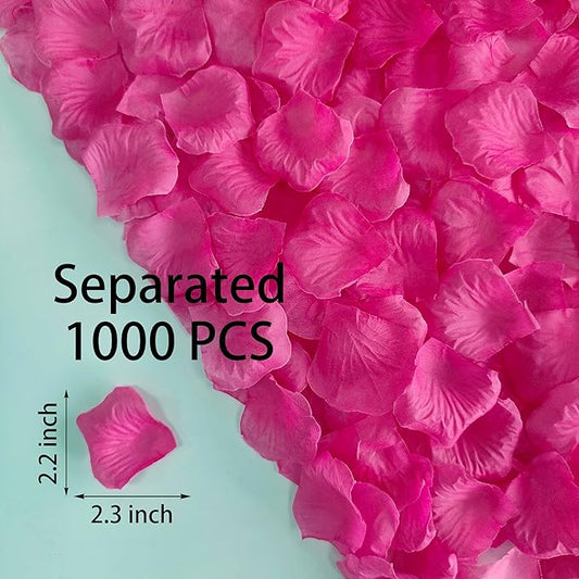 Separated 1000 PCS Artificial Magenta Rose Petals for Romantic Night,Faux Fuchsia Flower Petals for Flower Girl Weddings Party Romantic Decoration(Ready-to-use)