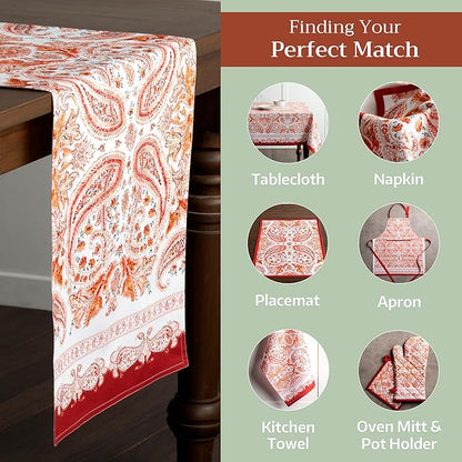 Maison d' Hermine Table Runner 100% Cotton Single Layer Table Runners 108 inches Long for Thanksgiving Christmas Decorations Home Kitchen Dining Party Wedding (Orient, 14.5" x 108")