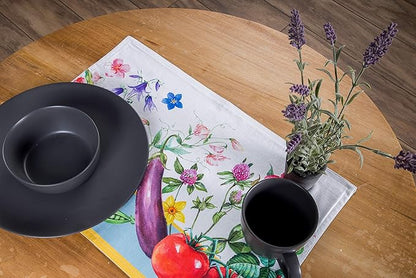 Maison d' Hermine Placemats Set of 4 100% Cotton Washable Cloth Place Mats, Reusable Table Mats for Kitchen Dining Decoration, Party, Restaurant Spring/Summer (Happy Florals - High Summer, 13" x 19")