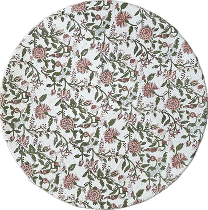 ATOSII Mahoka Rust 100% Cotton Spring Summer Round Block Print Tablecloth for Dining, Parties, Weddings, Outdoors, Holidays I 60" Inches Round, 4 Seater
