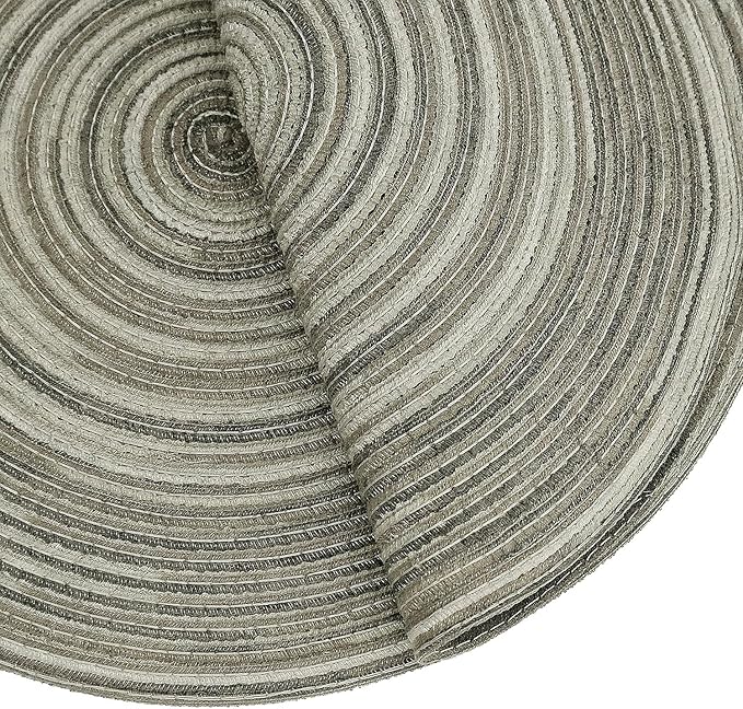 Youyi Better Lifes Round Braided Placemats Set of 6 Colorful Washable Durable Placemats Non-Slip 15 Inch Ivory-Linen Woven Table Mats for Dining Tables Holiday Party Decoration