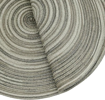 Youyi Better Lifes Round Braided Placemats Set of 6 Colorful Washable Durable Placemats Non-Slip 15 Inch Ivory-Linen Woven Table Mats for Dining Tables Holiday Party Decoration