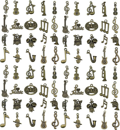 WOCRAFT 60pcs Antique Bronze Music Bracelet Charms for Jewelry Making Sets DIY Necklace Bracelet Keychain Crafting Charms Kit Craft Supplies (SN895)