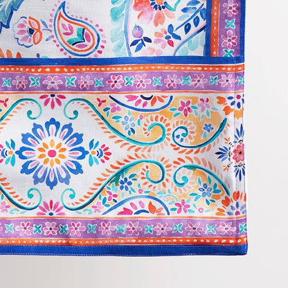 Maison d' Hermine Table Runner 100% Cotton Double Layer Table Runners 72 inches Long Decorative for Home Kitchen Dining Party Wedding Bridal Shower Spring Summer (Indian Floral, 14.50" x 72")