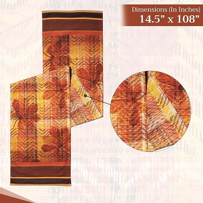 Maison d' Hermine Table Runner 100% Cotton Double Layer Table Runners 108 inches Long for Thanksgiving Christmas Decorations Home Kitchen Dining Party Wedding (Thanksgiving Tartan, 14.5" x 108")