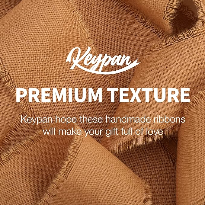 Fall Ribbon Brown 1-1/2 x 15 Yards Handmade Cotton Frayed Fringe Fabric Ribbons for Crafts Flower Bouquets Wedding Baby Shower Home DIY Decor