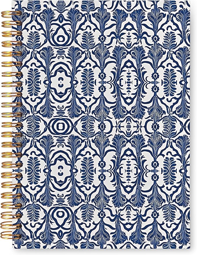 VIIJJUE Blue and White Porcelain Notebook Journal, Blue Flowers Notebooks for Note Taking, Hardcover Spiral Journal 5.5x8.3 Inch