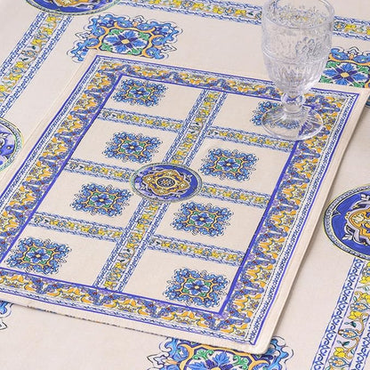 Maison d' Hermine Placemat 100% Combed Cotton Premium Cloth Placemats 13"x19" Washable Place Mats, Home, Kitchen, Dining, Cocktail Parties & Camping - Sciacca (Set of 4)