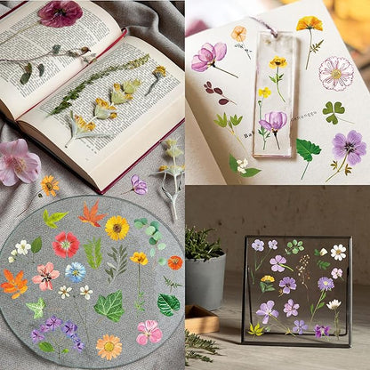 370+ PCS PVC Flower Stickers, Self-Adhesive PVC Greenery Stickers Nature Plant Decals for Scrapbook, Laptop, Journal, DIY Project, Spring Themed Party Decors