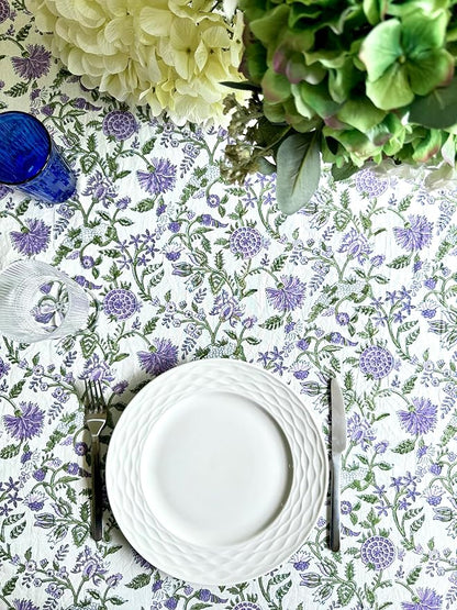 ATOSII Mahoka 100% Cotton Rectangle Fall Tablecloth, Handblock Floral Linen Table Cloth for Kitchen Dining Table I Parties Wedding Outdoors Holidays I Fall Home Decor 60 X 90 Inches I 6 Seater