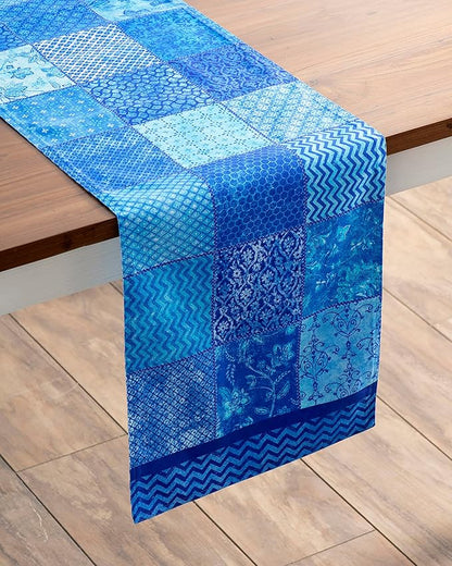 Maison d' Hermine Table Runner 100% Cotton Double Layer Table Runners 72 inches Long Decorative for Kitchen Dining Party Baby Shower Wedding Bridal Shower Spring Summer (Indigo Love, 14.50" x 72")