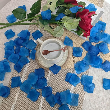 Separated 1500 PCS Artificial Blue Rose Petals for Romantic Night for him for her Set Faux Blue Flower Petals for Flower Girl Weddings Valentine Day Party Romantic Decoration (Ready-to-use)