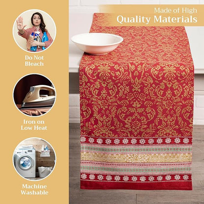 Maison d' Hermine Table Runner 100% Cotton Double Layer Table Runners 108 inches Long for Thanksgiving Christmas Decorations Home Kitchen Dining Party Wedding (Sofia, 14.5" x 108")