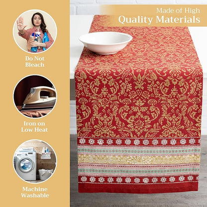 Maison d' Hermine Table Runner 100% Cotton Single Layer Table Runners 108 inches Long for Thanksgiving Christmas Decorations Home Kitchen Dining Party Wedding (Sofia, 14.5" x 108")