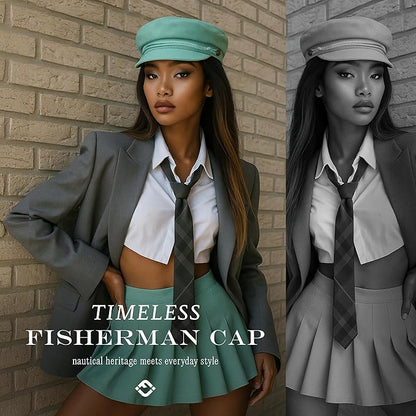 Funky Junque Newsboy Hat for Women – Trendy Greek Fisherman Cap, Classic Women's Baker Boy Newsies Hat, Ladies Fashion Caps