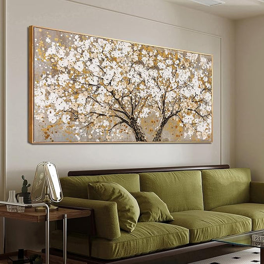 Canvas Oversized Wall Art Decor Large Wall Art For Living Room Framed Yellow Wall Art Prints Tree of Life Wall Art Canvas Art Wall Decor Artwork For Walls Modern Bedroom Office Decor 29"x58"