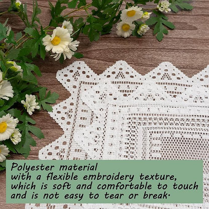 Jayla 2 Pcs Rectangle Lace Placemats for Tables Embroidered Lace Tablemats Vintage Crochet Floral Table Runner Vintage Wedding, Tea Party Decor,12x17 Inch
