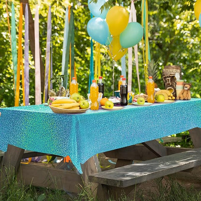 8pcs Blue Holographic Laser Tablecloths 40" x 108" Plastic Table Cloths for Parties Shimmer Shiny Party Decoration for Winter Ocean Princess Birthday Party Wedding Baby Shower Christmas Decor