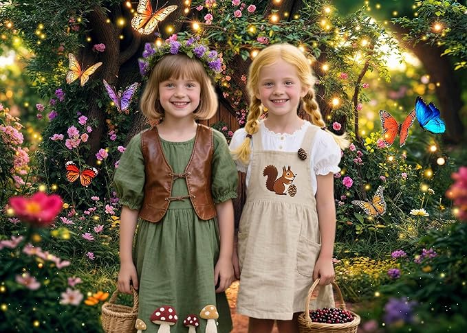 10X8ft Enchanted Forest Backdrop Fairy Tale Garden Wonderland Floral Butterfly Photography Background for Kids Girl Baby Shower Birthday Party Decoration Banner Cake Table Photo Booth Props