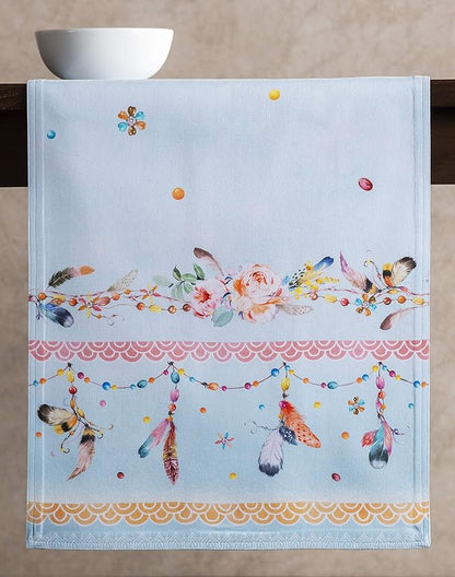 Maison d' Hermine Table Runner 100% Cotton Double Layer Table Runners 72 inches Long Decorative for Home Kitchen Dining Party Baby Shower Wedding Bridal Shower Spring Summer (Ibiza, 14.50" x 72")