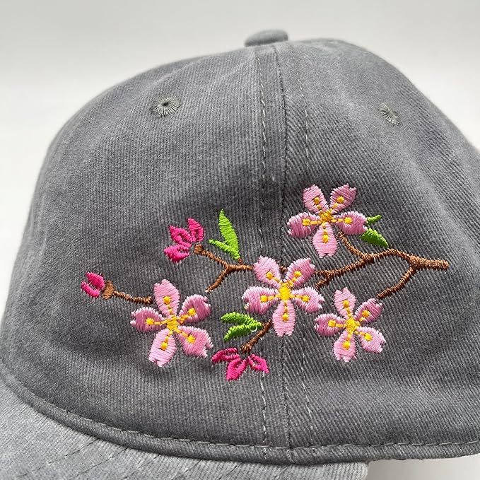 Cute Flower Hat, Elegant Floral Embroidered Adjustable Baseball Cap for Men Women, Gifts for Flower Lovers, Black