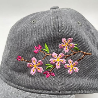 Cute Flower Hat, Elegant Floral Embroidered Adjustable Baseball Cap for Men Women, Gifts for Flower Lovers, Black