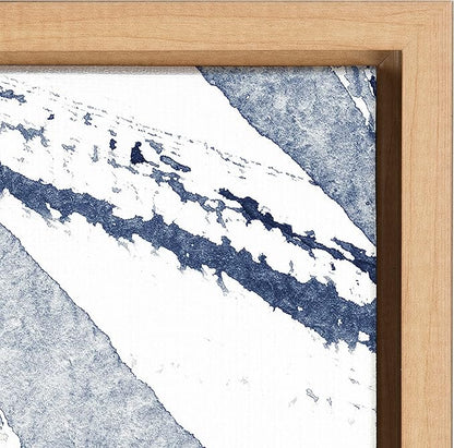 Kate and Laurel Sylvie Indigo Watercolor Framed Canvas Wall Art by Amy Peterson Art Studio; 23x33 Natural; Decorative Abstract Art Print for Wall