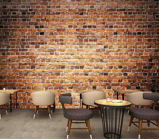 Eierme-Close-up of a Brick Wall Background with Strong Texture Peel and Stick 90" x 67"