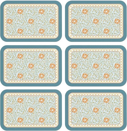 patdrea French Floral Rectangular PVC Placemats, Pack of 6, Waterproof Insulation, Soft and Durable, Suitable for Dining Table, Kitchen and Coffee Table Decoration,12"*17"