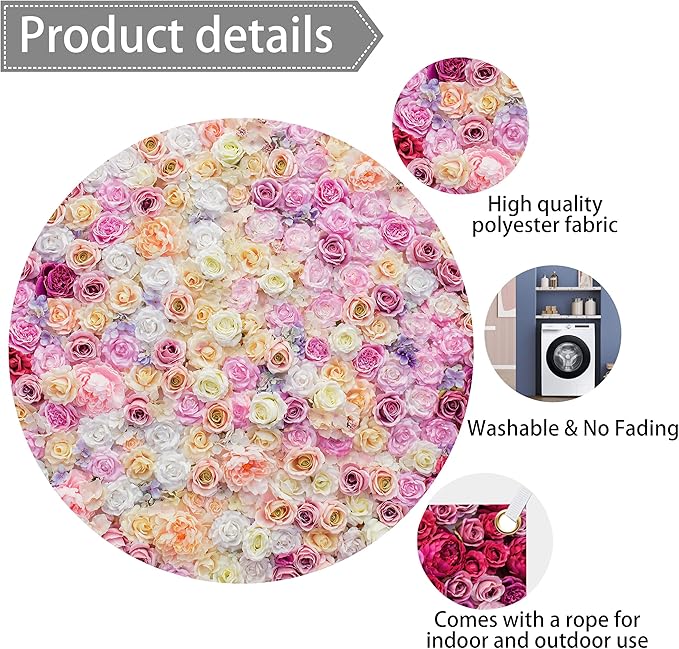 Rose Flower Wall Backdrop 10X8 ft Large Floral Photography Background for Indoor Outdoor Wedding Party Bridal Shower Baby Shower Engagement Shoot Photo Booth Decoration